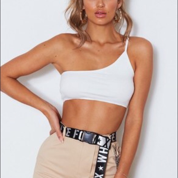 one shoulder spaghetti strap top